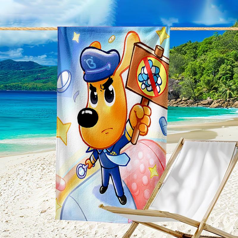 1pc Sheriff Labrador3 Beach Towel, Beach and Seaside Swimming Pool Equipment, Fashion Pattern, Rectangular, Travel Essentials