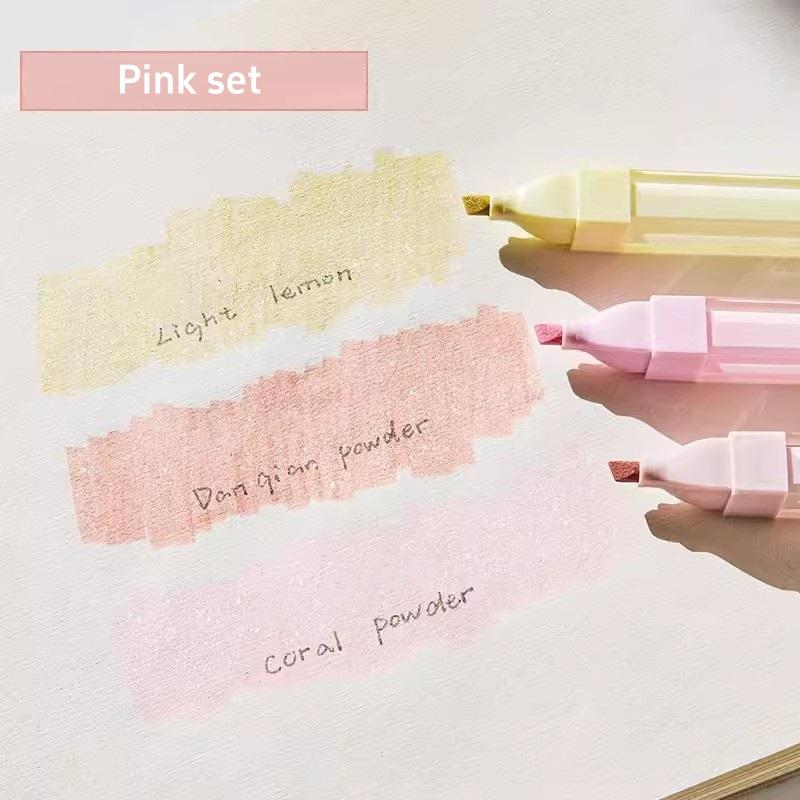3pcs Glitter Color Highlighter Pens Set Bling Shiny Brush Tip Art Liner for Drawing Painting School A7660