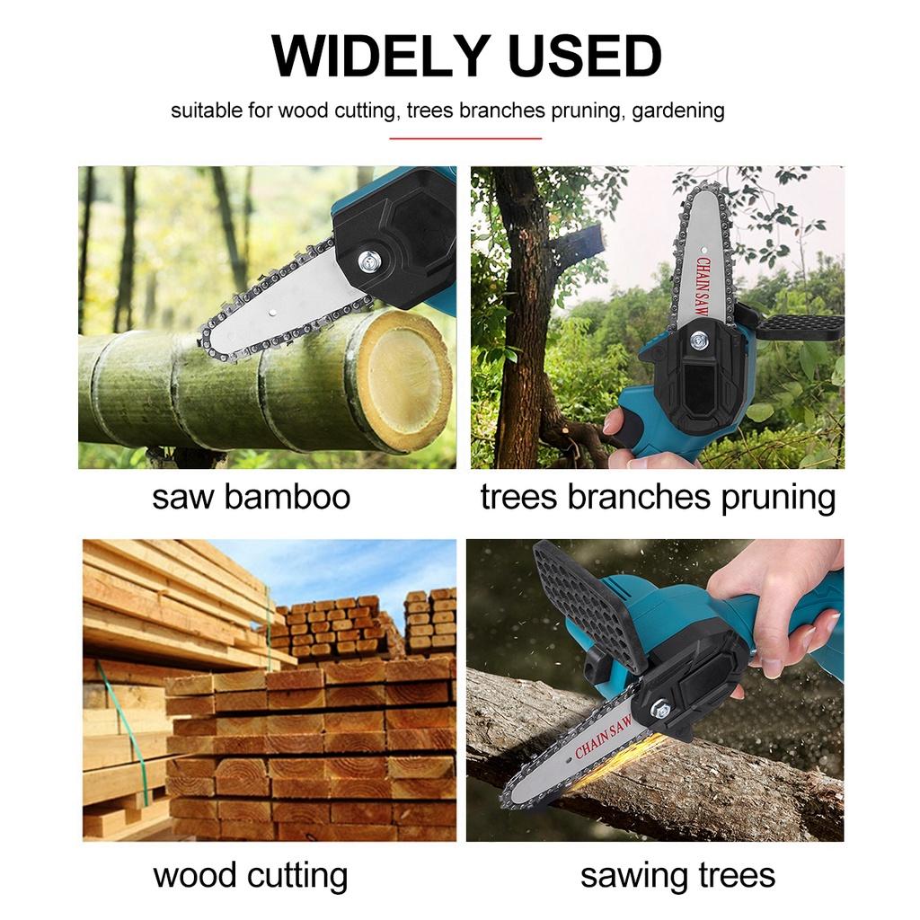 4-дюймовая электрическая портативная мини-аккумуляторная ручная цепная пила для обрезки веток и резки дерева с 1/2 аккумуляторами