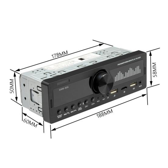 Swm-80A Handsfree Dual Usb Автомобильный Mp3-плеер Мощный FM-радио Bluetooth-совместимый Aux Tf Card U Disk