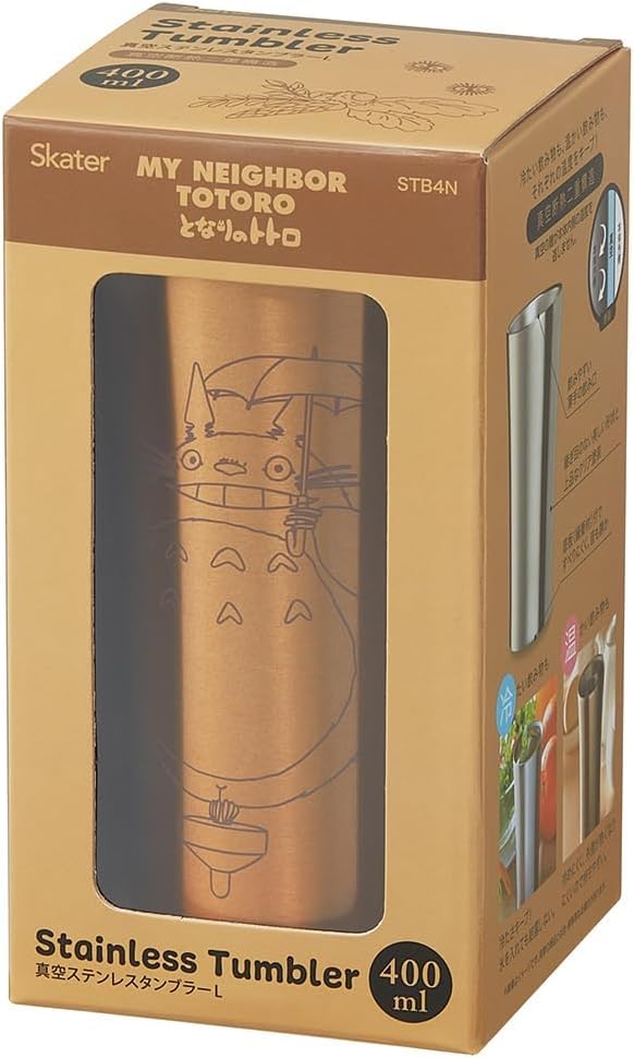 Studio Ghibli My Neighbor Totoro Nuts Set (Tumbler, Coaster) - Large Vacuum Insulated Stainless Steel Tumbler, 400ml
