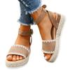 2024 Summer Women Sandals High Heel Sandals Women Open Toe Suit Female Large Size Clogs Wedge Muffins Shoe Buckle Strap Suede Sandals