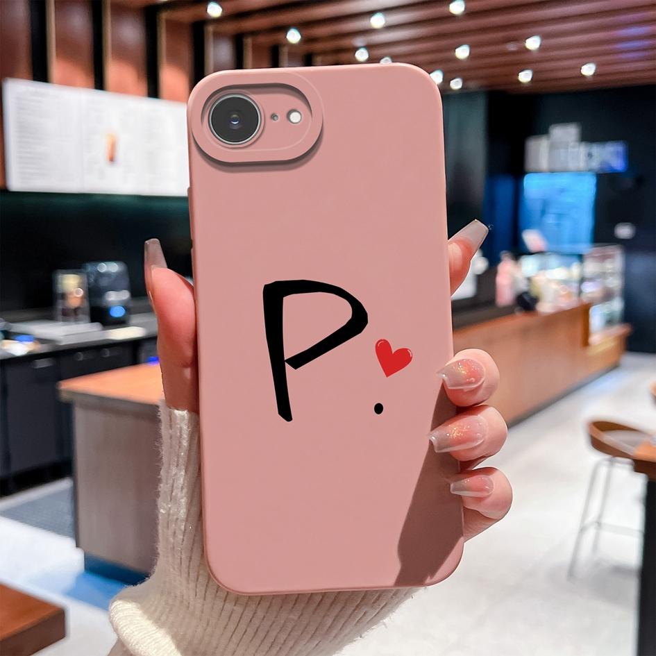 Чехол для телефона Apple iPhone 16e 16 15 14 13 Pro Max Plus, симпатичный красный узор в виде сердца и букв, мягкий силиконовый защитный чехол от падения для Apple Shell