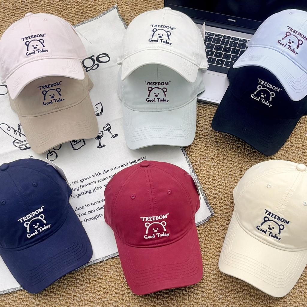 Spring And Summer Cartoon Bear Embroidered Baseball Cap Female Face Small Cap High Quality