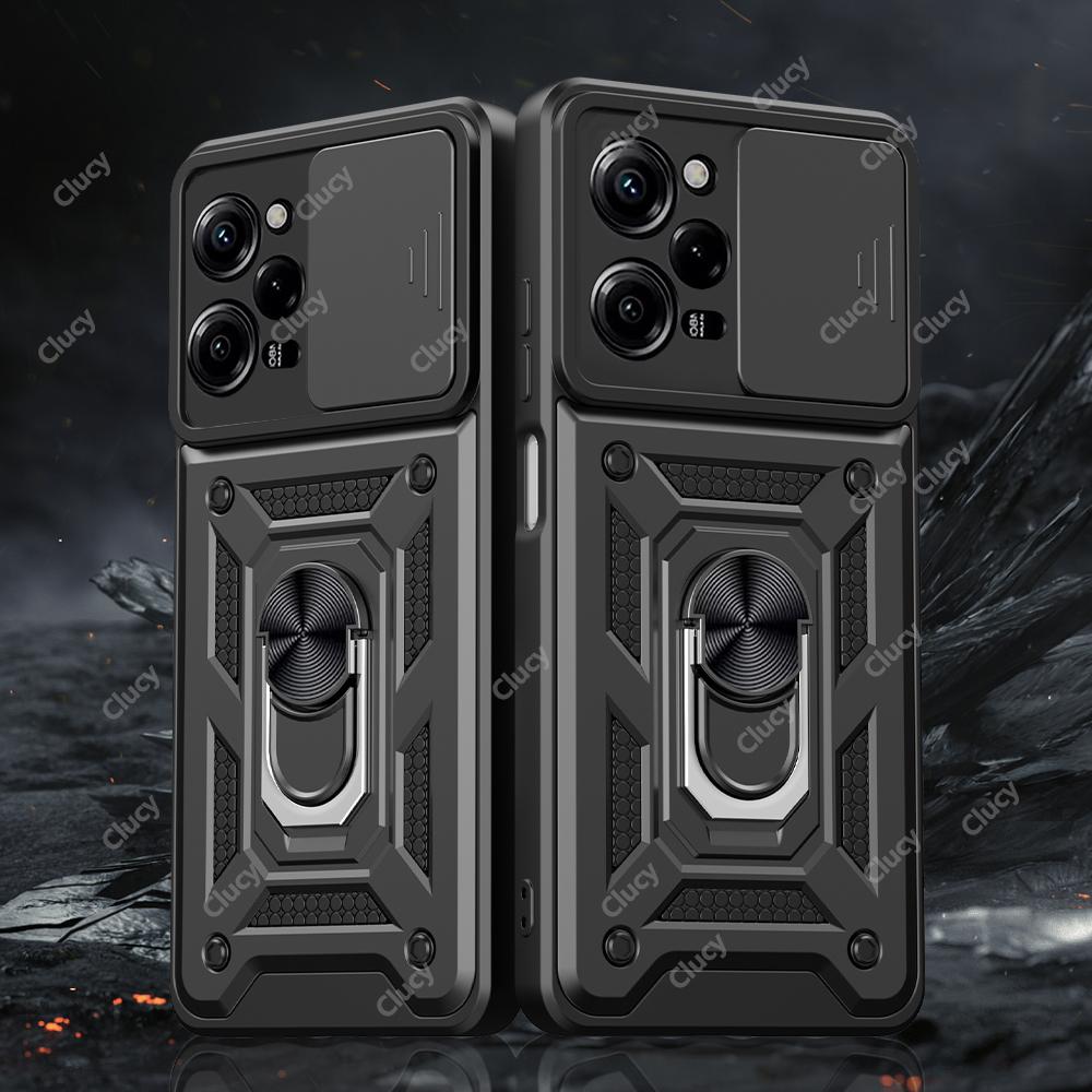 For Xiaomi Mi Poco X5 X4 Pro Camera Shockproof Armor Case For Redmi Note 12 11 Pro 11S Car Magnetic Holder Ring Protect Cover
