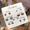 Серьги-гвоздики маленькие в корейском стиле из серебра 925 пробы для студенток - Простые, Милые, Универсальные, Набор на неделю