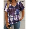 Футболка женская летняя для отдыха элегантная простая с v-образным вырезом и коротким рукавом красная клетчатая рубашка свободная повседневная женская футболка