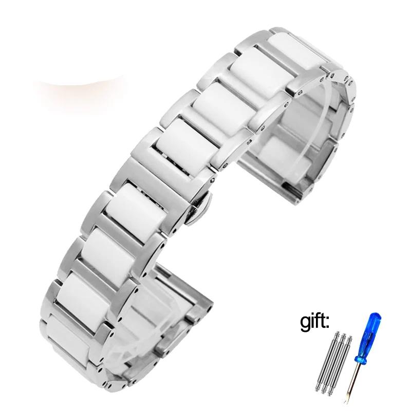 Для Rossini DW Armani Huawei B5 B6 ремешок для женских часов из высококачественной стали и керамики 14 мм 16 мм 17 мм 18 мм 19 мм 20 мм 21 мм 22 м