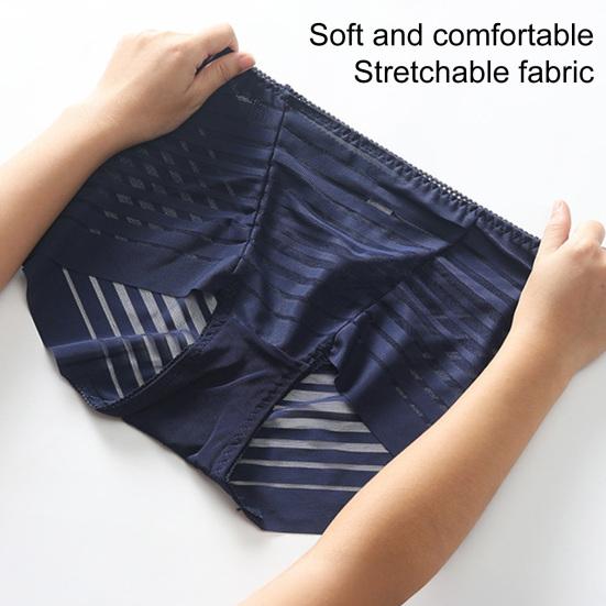 Women Sexy Striped Mesh Sheer Panties High Waist Seamless Underwear