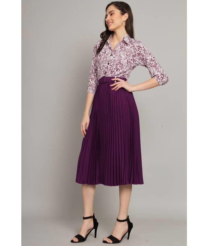 Party Wear Designer Top Tunic Western Wear Women A-line Purple Dress Kurta Top