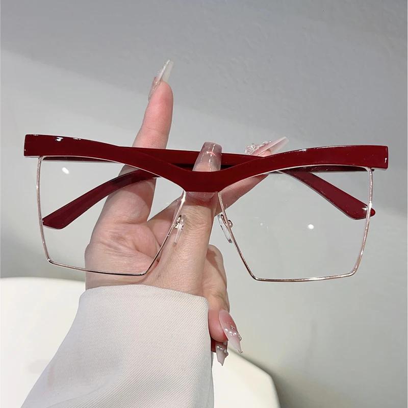 KAMMPT Оверсайз Очки Кошачий Глаз Женские Блокирующие Синий Свет Оптические Оправы Модный Дизайн Бренда Очки