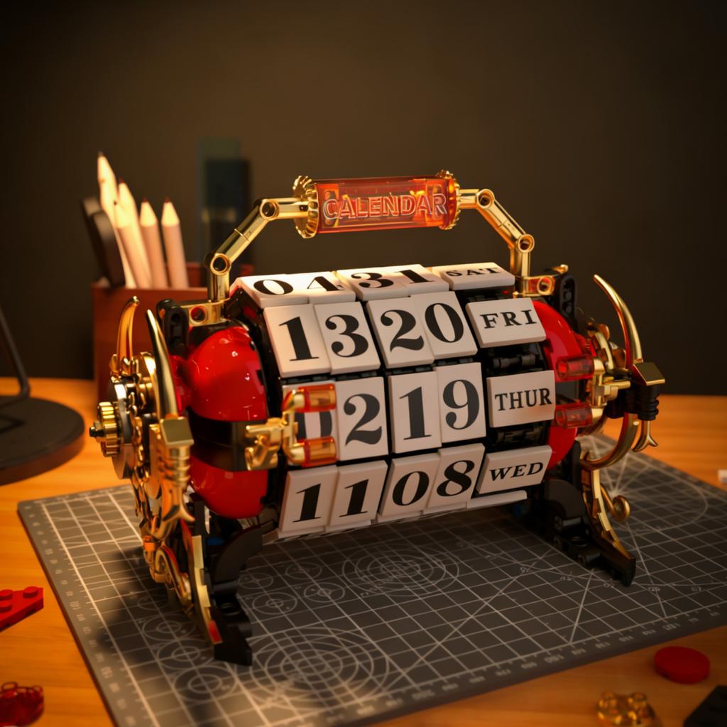 Ретро Календарь Строительные Блоки Moc Технология Механическая Серия Взрослый Высокосложная Сборка Модель Портативный Тип Бочки для Вина Вращающийся Креативный