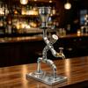 Bar Counter Whiskey Decanter Vintage Industrial Wine Dispenser, Metal Pipe Liquor Dispenser with Brass Tap, Countertop Unique Spirit Vodka Stand, Home