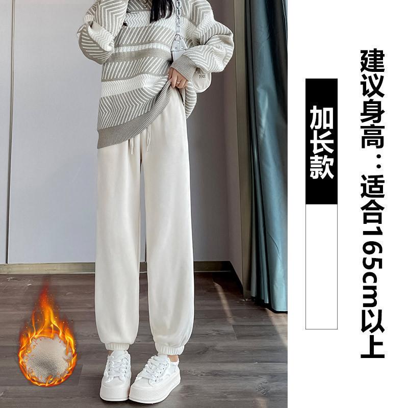 Розовые флисовые спортивные штаны женские осенне-зимние утолщенные верхняя одежда хлопковые штаны флисовые теплые штаны маленькие спортивные штаны