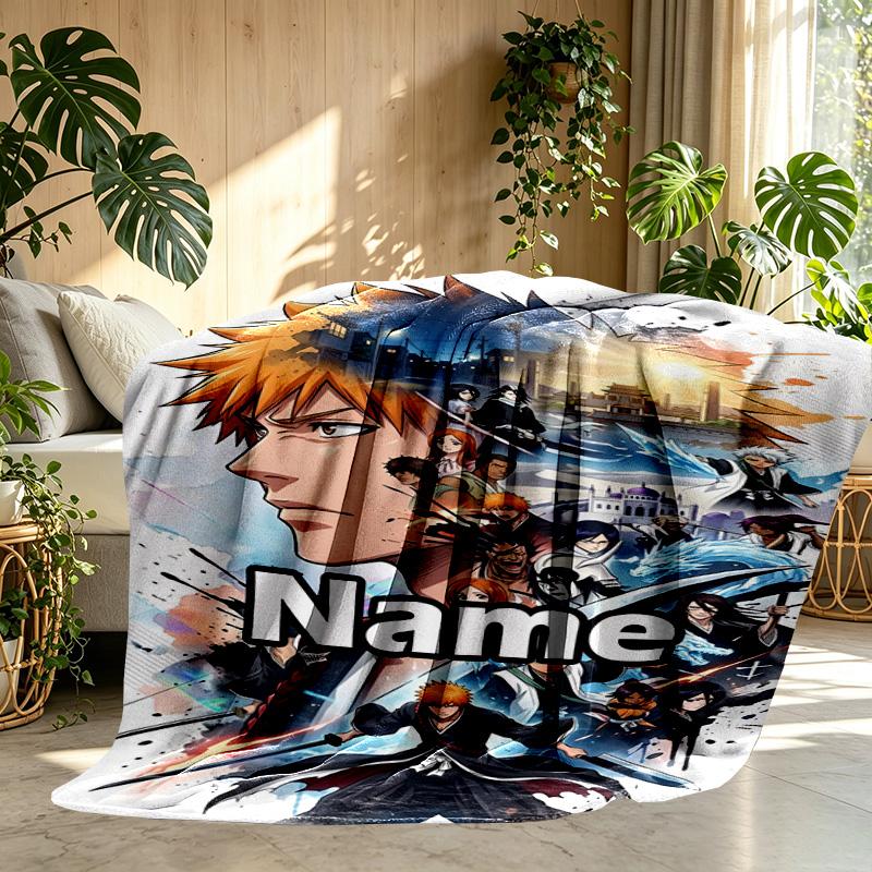 Custom Name Personalized BLEACH Print Blanket, Home Decor, Bedroom, Sofa, Camping, Couch, Gifts for Birthday ChristmasEnthusiasts