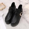 Gdgydh Модные женские ботильоны на танкетке с пряжкой, короткие ботинки на плоской платформе и каблуке с металлическим декором, увеличивающие рост, на молнии