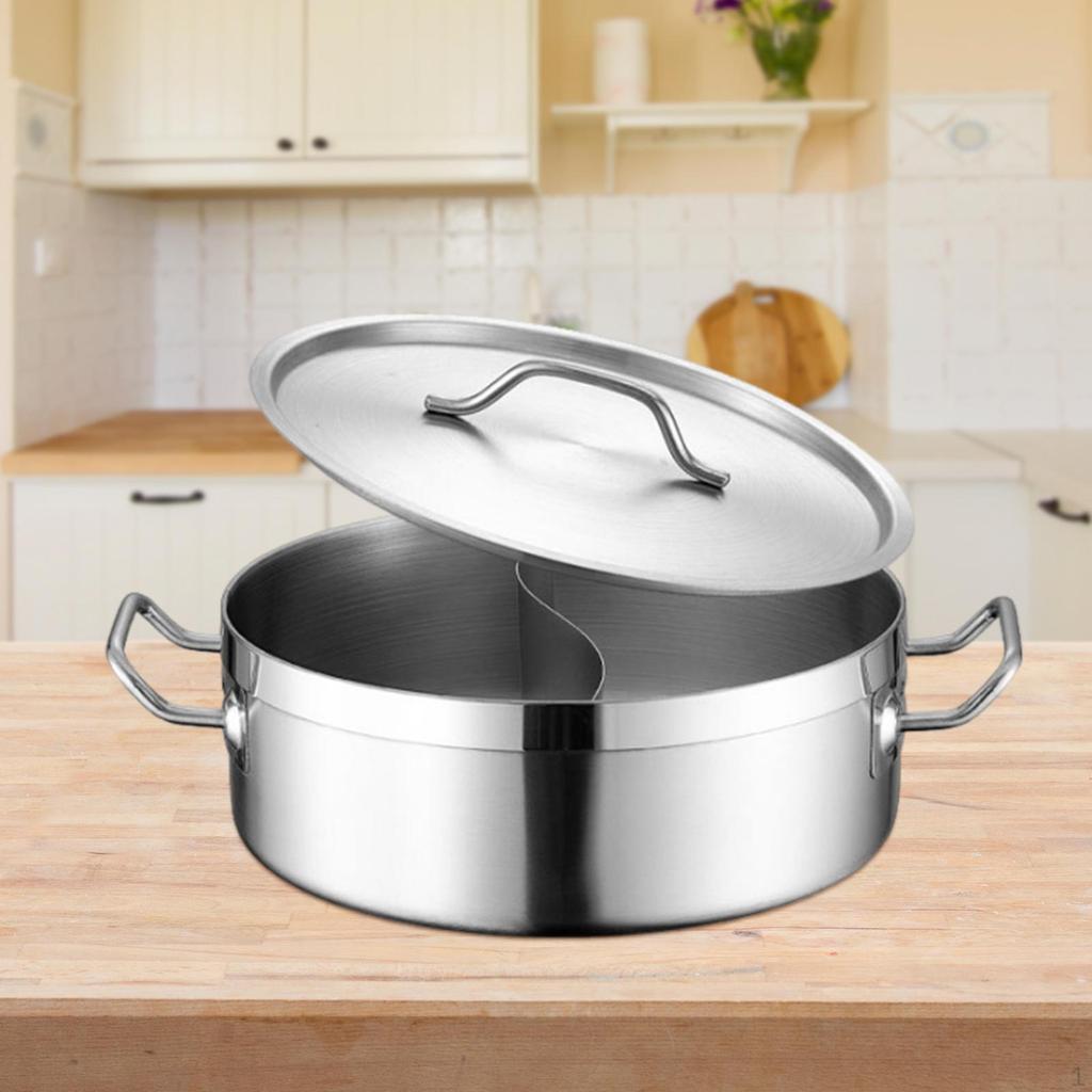 Кастрюля с разделителем Китайская крышка 2-сторонняя кастрюля для супа Толстая кухонная посуда Приготовление пищи