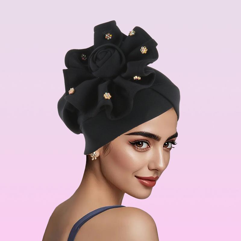 1 шт. индийская шапка в этническом стиле солнцезащитный хиджаб летний головной убор большой цветок мусульманский однотонный оборка головной убор тюрбан шляпа