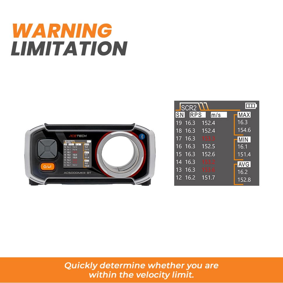 Измеритель скорости пули ACETECH Airsoft, серия BB, измерение скорости стрельбы пулями, измеритель начальной скорости, хронограф для геймеров BT (AC6000MKIII (Bluetooth