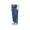 Li Ning Wade Series Straight Loose Wash Denim Long Pants Men Bottoms Blue AJQR021-1