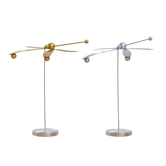 Metal Balance Dragonfly Ornament Alloy Balancing Dragonfly Decoration with Round Base Home Office Desktop Decor