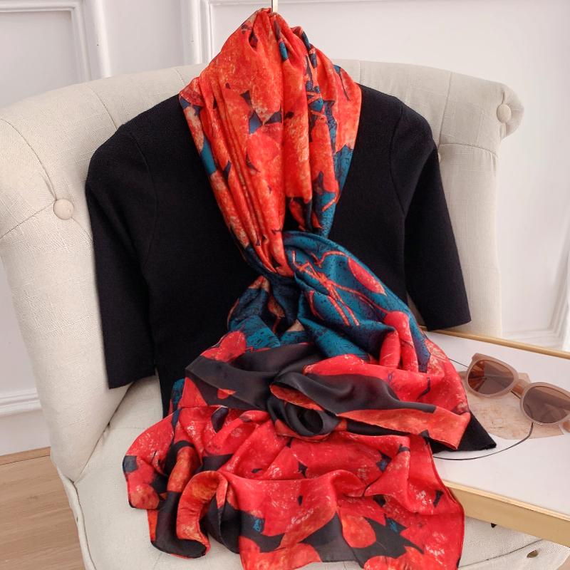 Luxury Brand Women Scarf Fashion Print Silk Scarves Summer Shawls And Wraps Soft Pashmina Lady Bandana Foulard Hijabs