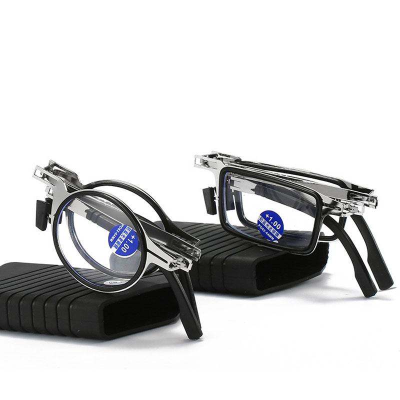 Metal Portable Folding Reading Glasses Vintage Round Square Foldable Presbyopia Eyeglasses Anti-blue Light Eyewear with Cases