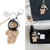 Plush Bear Keychain with Helmets Fashionable Bag Decorative Pendant Creative Soft Stuffed Animal Charm for Backpacks