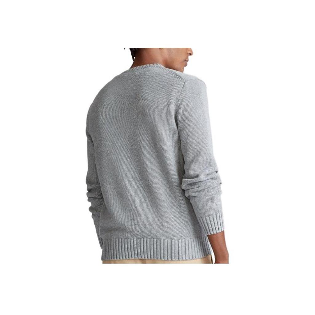 Polo Ralph Lauren Rugby Bear Embroidered Crew Neck Long Sleeve Knit Sweater Men Sweater Gray MNPOSWE16820612-020