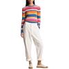 Polo Ralph Lauren SS24 Свитер женский с вышивкой логотипа, полосатый, кабельной вязки, приталенного кроя, с круглым вырезом, с длинным рукавом, многоцветный WMPOSWENC020961-400