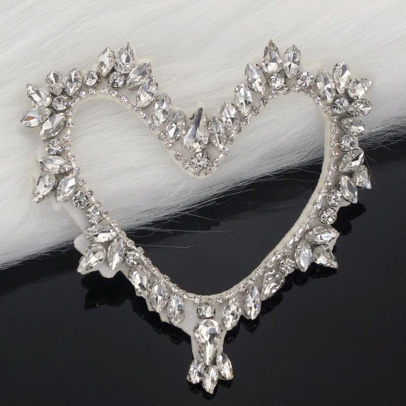 1 шт., модная ткань ручной работы со стразами и бисером в форме сердца, паста для одежды, сумка, аксессуары, нашивка, ручное шитье