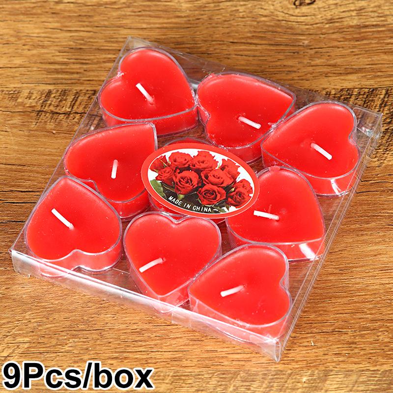 9Pcs/Box Box-Packed Romantic Love Candle Small Candle Confession Candlelight Heart-Shaped Aromatherapy Propose Valentine's Day
