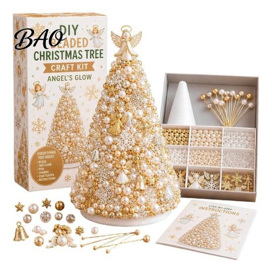 Creative Hobby Kits for Adults DIY Christmas Tree Beading Kit Beginners, Handmade 3D Ornament with Full Educational Art Tool Tools And Plastic