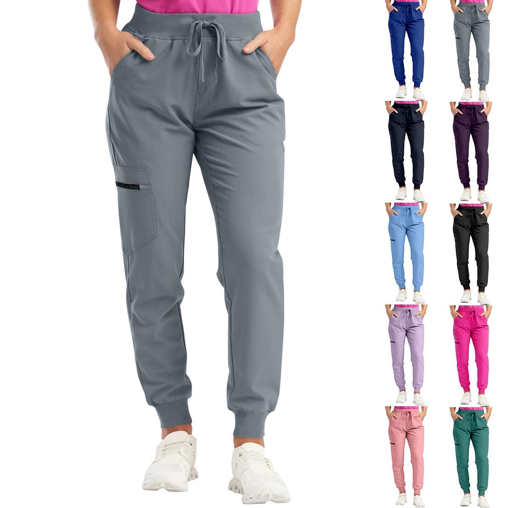 Women's Pants Solid Color Casual Sports Pants With Pockets And Drawstring Jogging Pants