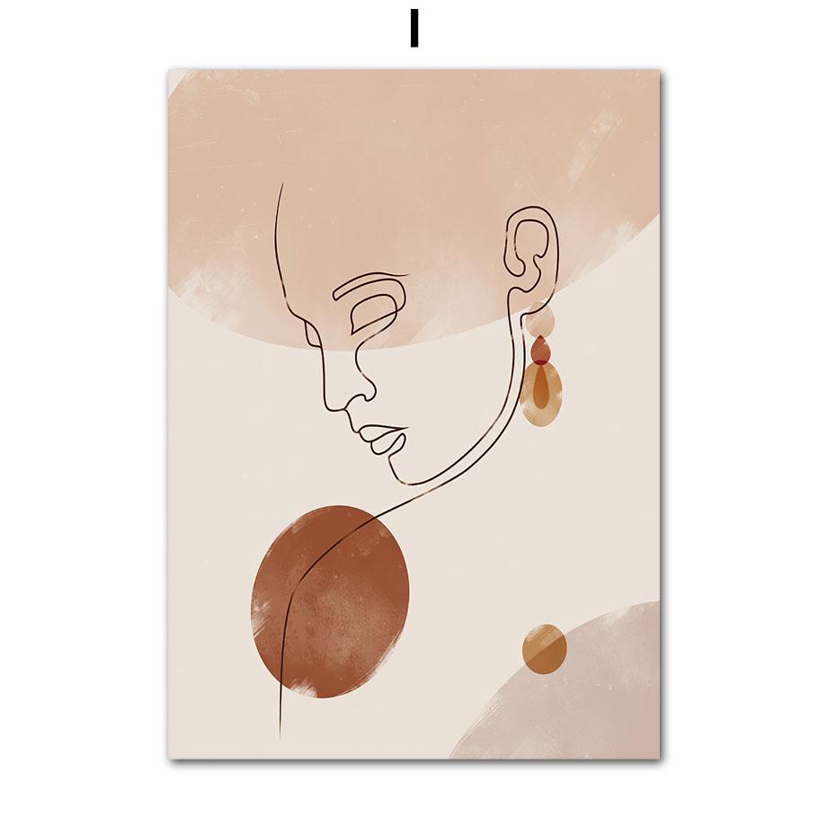 Богемная мода Женщина Растение Пара Абстрактные линии Скандинавские постеры Печать Настенная живопись Холст Картина Гостиная Домашний декор