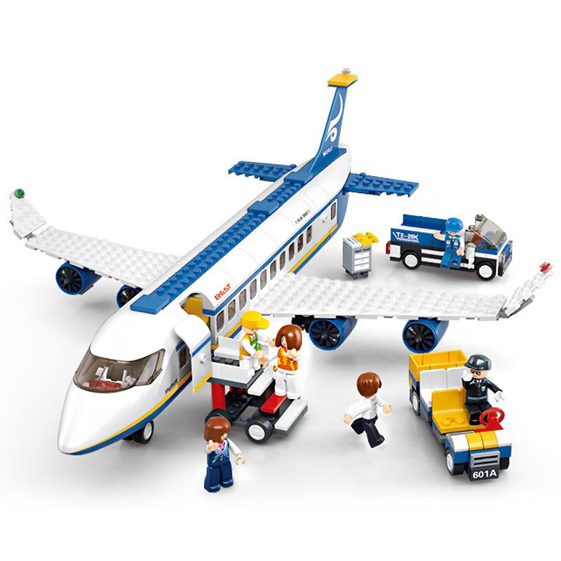 NEW MOC City Plane Airliner Super Helicopter Aircraft Engineer Airport Famous Building Blocks Bricks Kits Classic Model