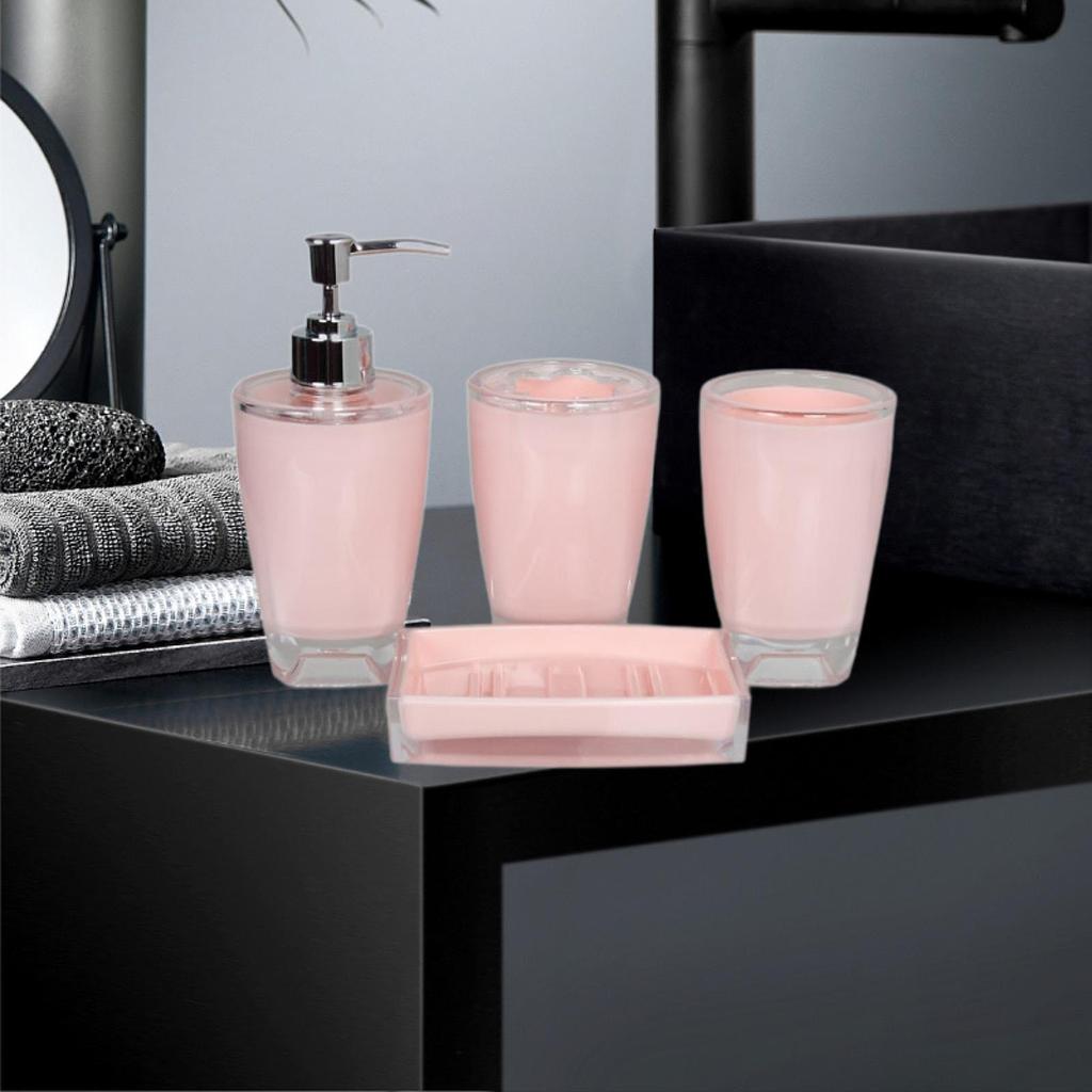 4 Pieces Soap Dispenser Accessories Set Acrylic Lotion Toothbrush Holder Mouthwash Cup