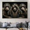 Three Wise Monkeys Portrait Art Poster Print Canvas Painting Animal Wall Art Picture For Living Room Home Decor Cuadros