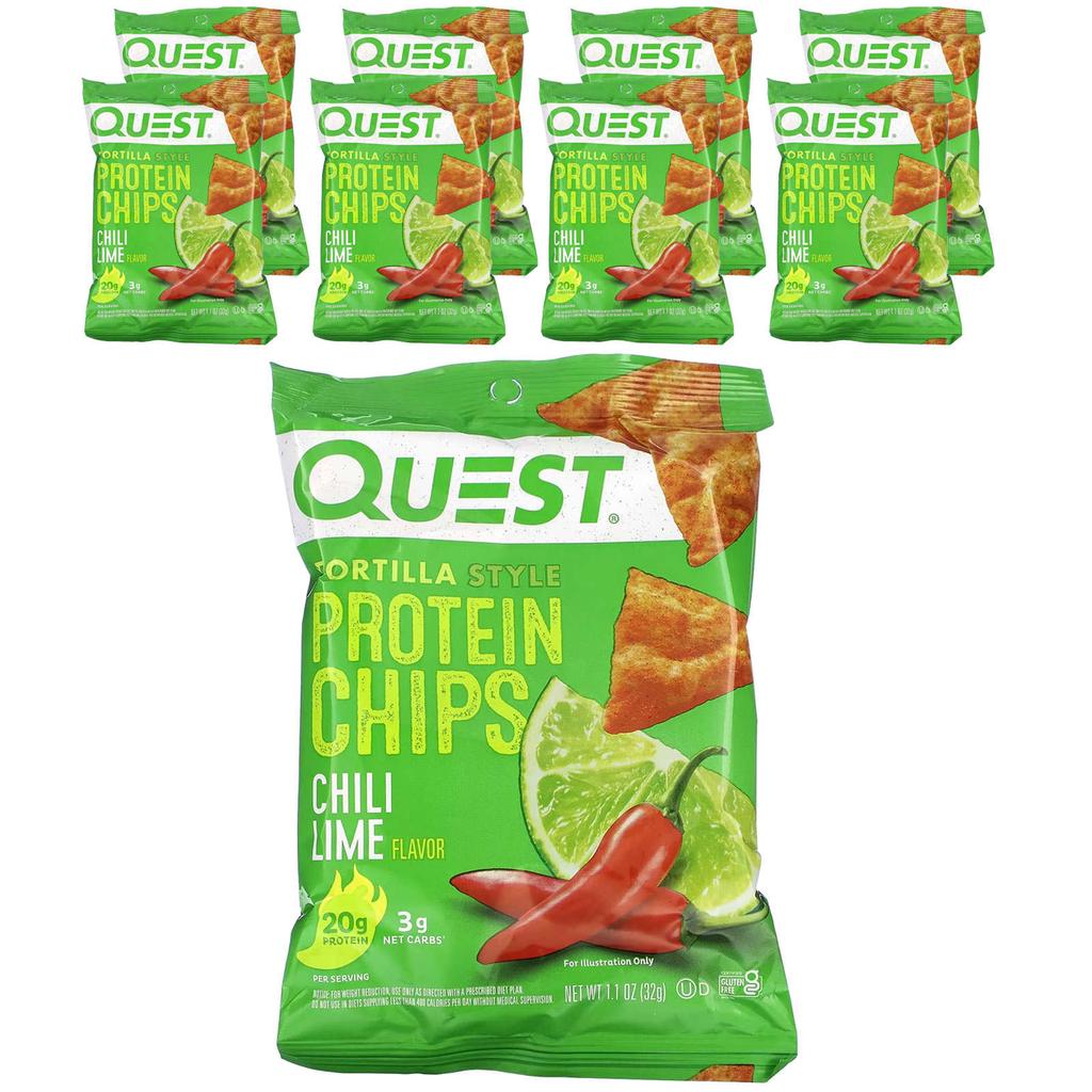 Quest Nutrition, Tortilla-Style Protein Chips, Chili Lime, 8 Packets, 1.1 oz (32 g) Each