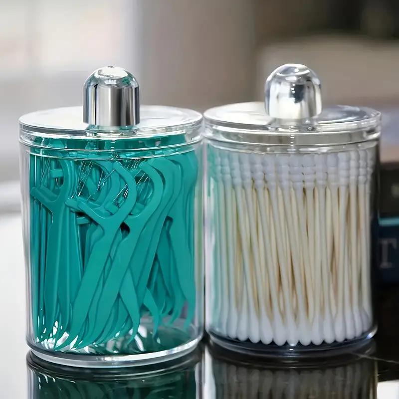 Makeup Cotton Pad Organizer Bathroom Storage Box for Cotton Swabs Cosmetics Jewelry Makeup Remover Pad Container with Bamboo Lid