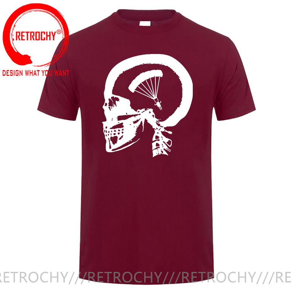 Unique Skull Design Skydiving In My Brain Tshirt Short Sleeved Cotton T Shirt Tops Tees O Neck Crazy Big Tall Plus Size 5XL 6XL