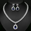 Женский ювелирный набор, Покрытый настоящим белым золотом с драгоценными камнями, Ожерелье Серьги Набор из двух предметов Свадебный набор Цепочка