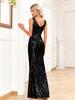 Women's Rose Gold Sleeveless Mermaid Gown - Sparkly Plus Size Evening Dress 2024