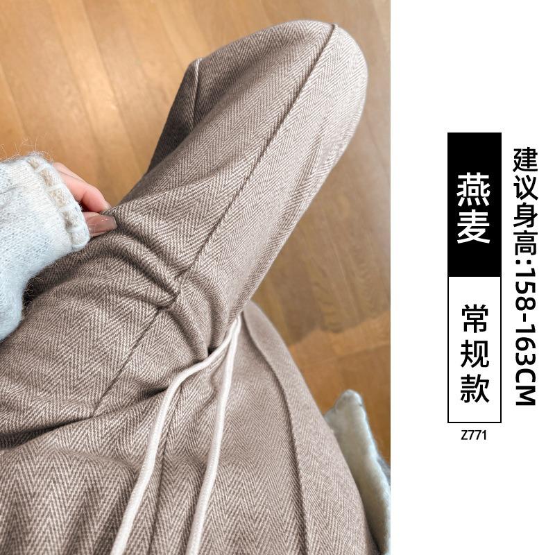 Текстурированные шерстяные брюки широкого кроя женские новые осенне-зимние бархатные повседневные узкие прямые брюки из маленькой шерсти