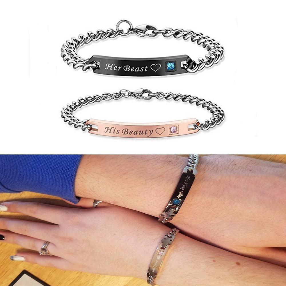 Stainless Steel Couple Bracelets His and Hers Matching Bracelets Unique