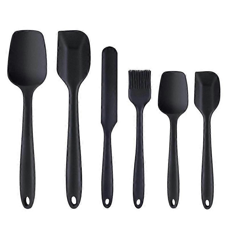 6pcs Silicone Dough Scraper, Heat Resistant, Oil Brush Set Cake Butter Spatula Spatula, Black, Ideal for Baking and Cooking