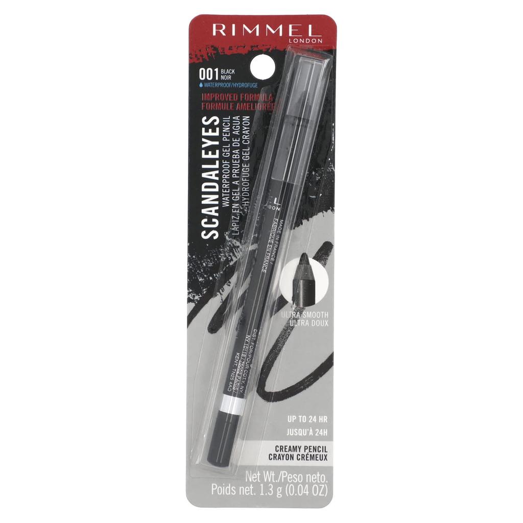 Rimmel London, Scandaleyes, водостойкий гелевый карандаш, 001 черный, 1,3 г (0,04 унции)
