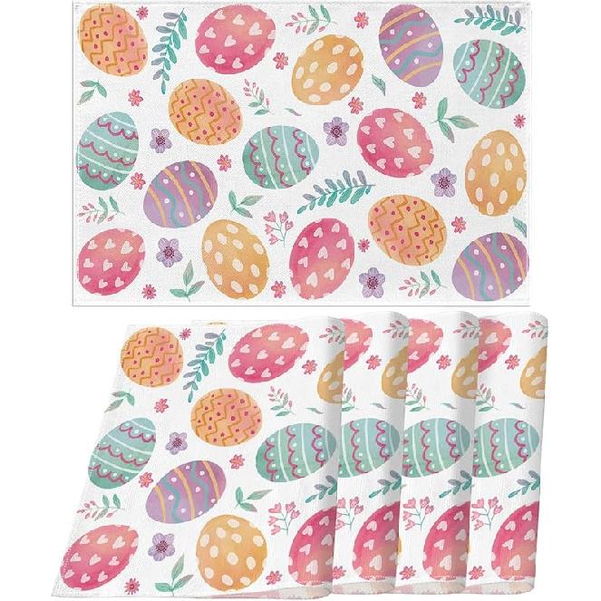 Nepnuser Linen Happy Easter Table Runner Spring Easter Egg Decoration Farmhouse Home Restaurant Kitchen Table Decoration(33.02 cm x 182.88 cm)