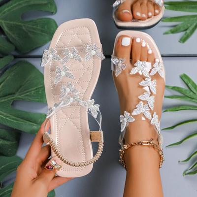 Модные женские сандалии на плоской подошве Летняя мода Элегантная женская обувь Противоскользящие Удобные сандалии-бабочки Пляжная обувь Sandalias De Mujer