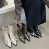 Designer Pointed Toe Women Ankle Boots Fashion Thick Heel Slimming Short Booties Autumn Winter Female Shoes